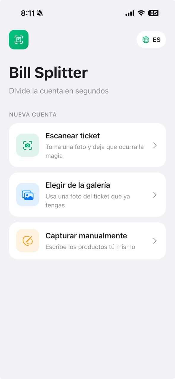 Bill Splitter — screen 1
